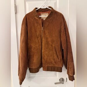 Vintage Calvin Klein Men's Brown Suede Bomber Jacket